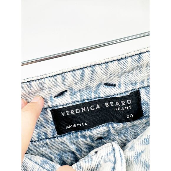 Veronica Beard Belted High Waisted Pearl Barrel Leg Jeans in Sky Size 30 NWT - Picture 3 of 7